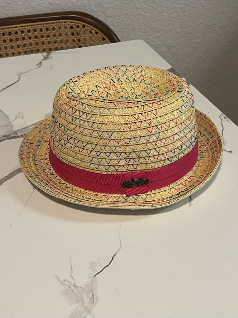 Panama Jack Straw Fedora with Pink Band